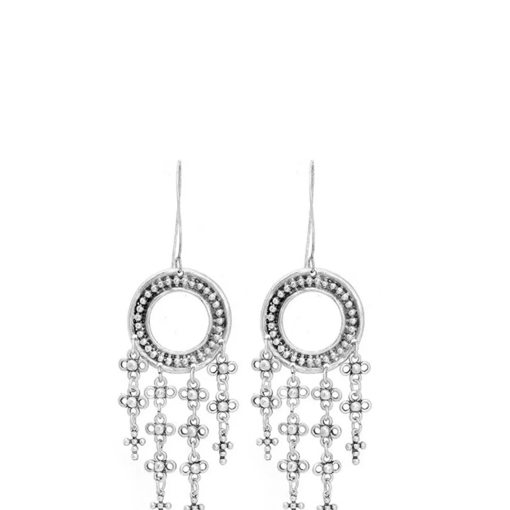 Moroccan Dangle Earrings Silver Boho Gypsy Tribal